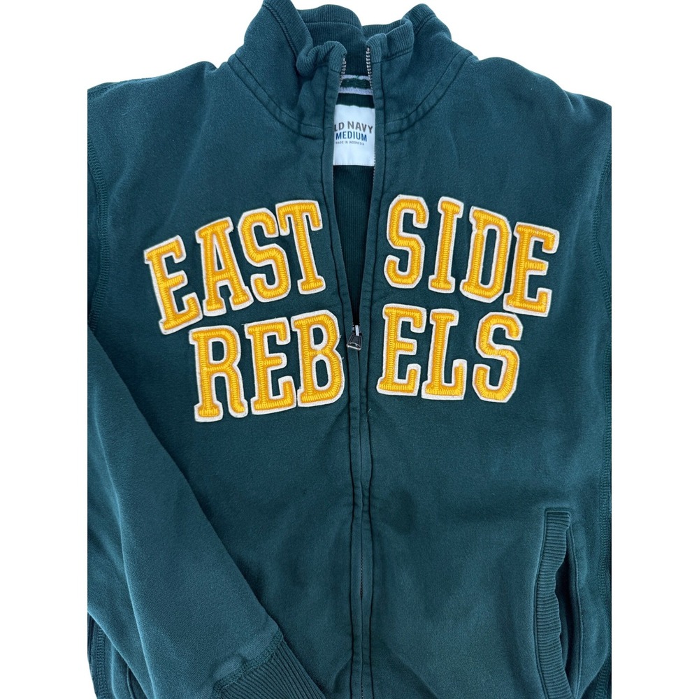 Old Navy Vintage 90's Mens East Side Rebels‎ Zip Sweatshirt Green Varsity Jacket - Picture 2 of 6
